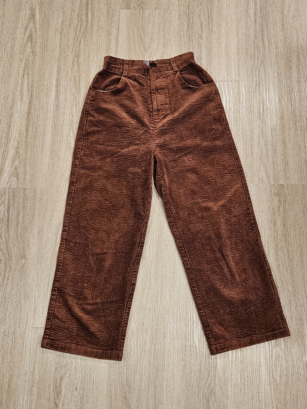 Kina & Tam Rough Patch Corduroy Pants - Size XS - Brown Colorblock Pockets